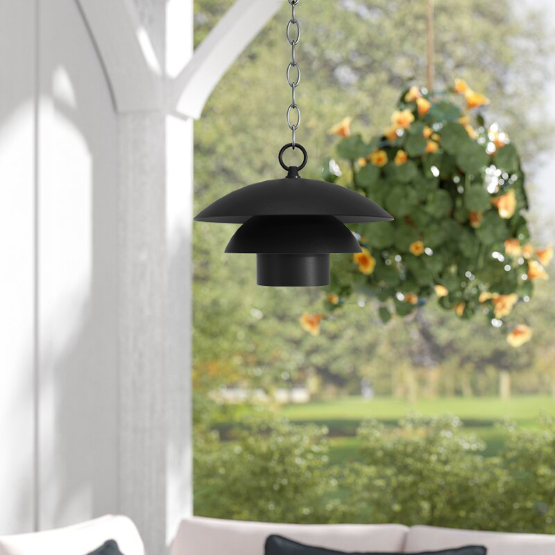 Black IP65 Outdoor Hanging Pendant Light Aluminum Body LED 3500K Warm White 120 Beam Angle EEI A++ Garden AC CE Certified 3-Year