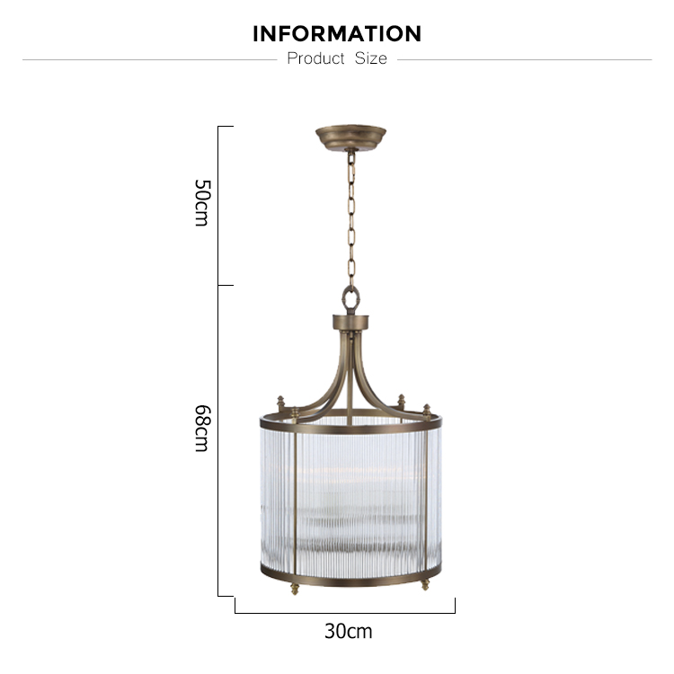 Vintage Modern Brass Cylindrical Lantern 4 Light Crystal Hanging Lamps for Dining Room Porch