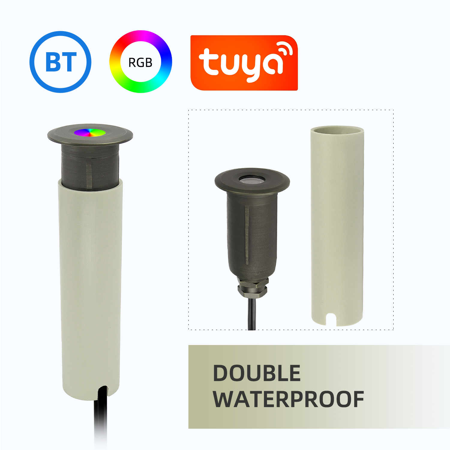 Round IP65 Waterproof Smart RGB CCT Adjustable BT Control Low Voltage Outdoor LED Inground Well Light for Garden Driveway Path
