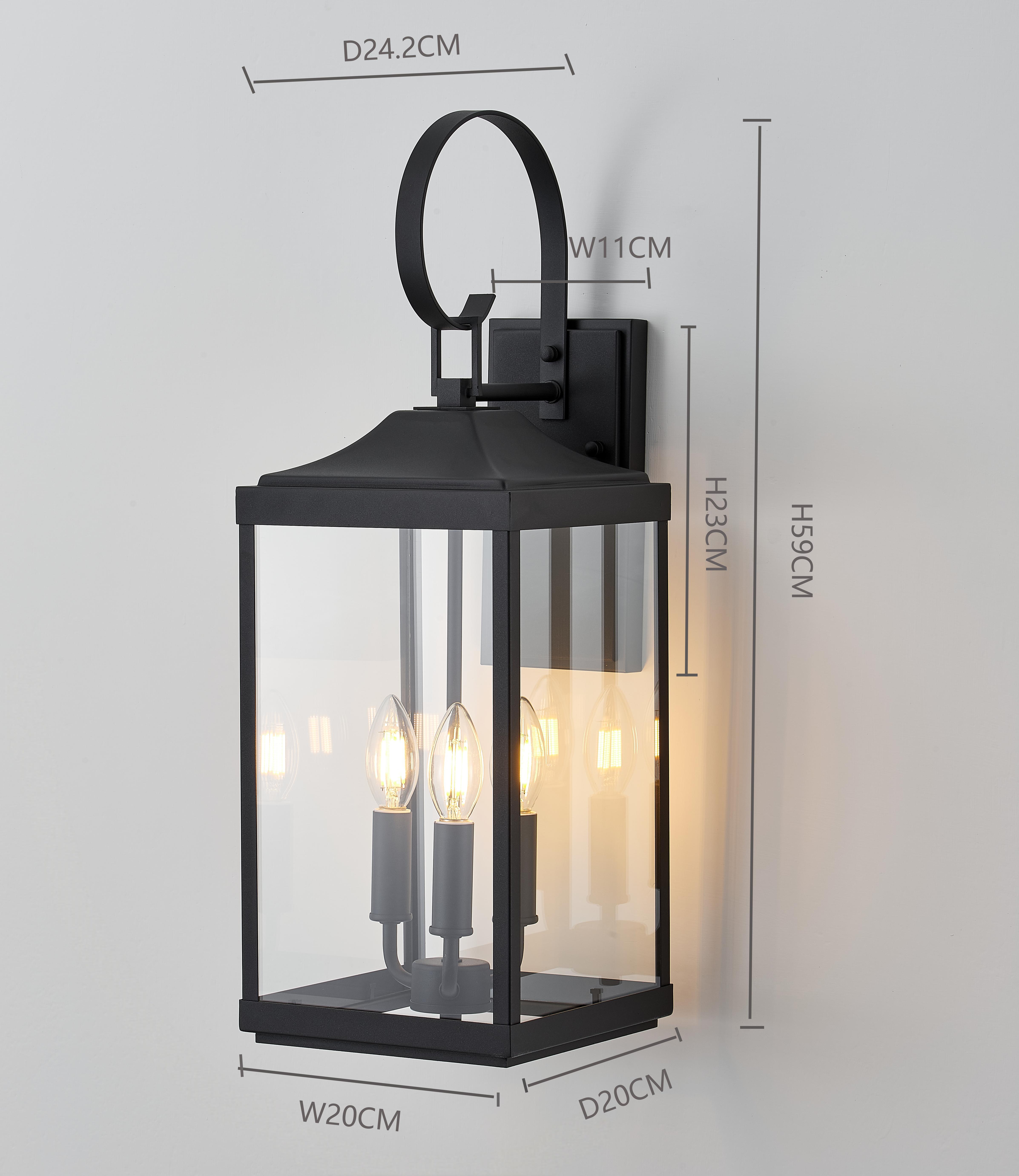 23 Inch Warm White ETL Certified Waterproof Exterior Porch Lighting 3-Light Large Lantern Front Door Garden Coach Light