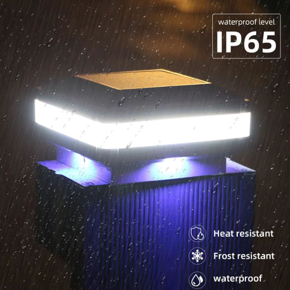 Opulent White and Black Solar Deck Patio Light with 300 Lumen Long Time Autonomy LED Source Post Cap &amp; Garden Light