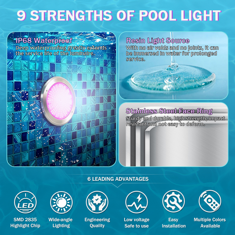 Factory Led Underwater Pool Light Pond Submersible RGB Color Chang IP68 Waterproof Swimming Pool Lights