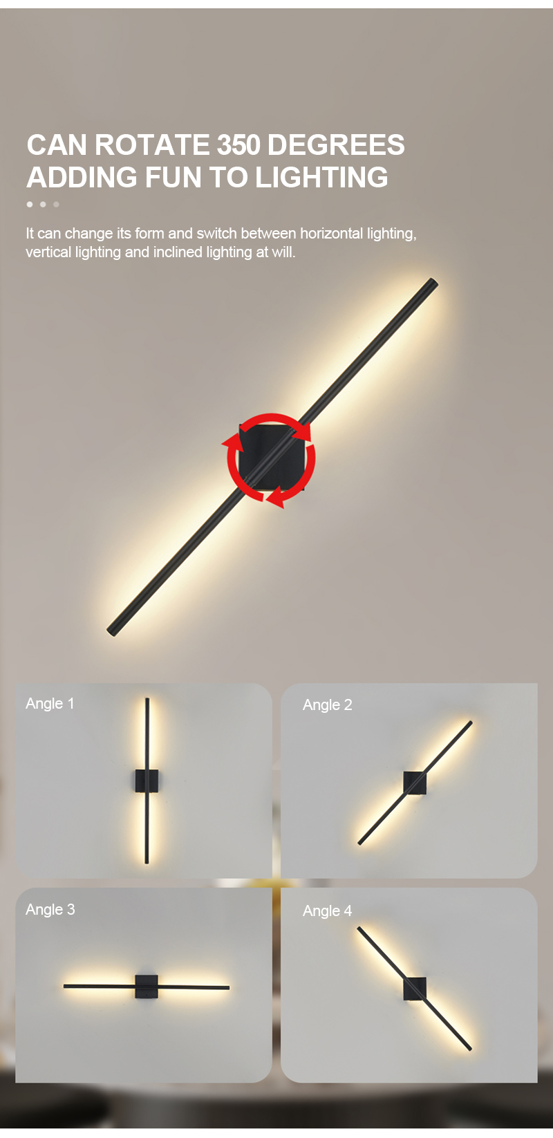 Dimmable Wall Sconces With Remote Control 350 Rotate 3000K LED Wireless 6000mAh Battery Operated 8W Line Wall Lamp