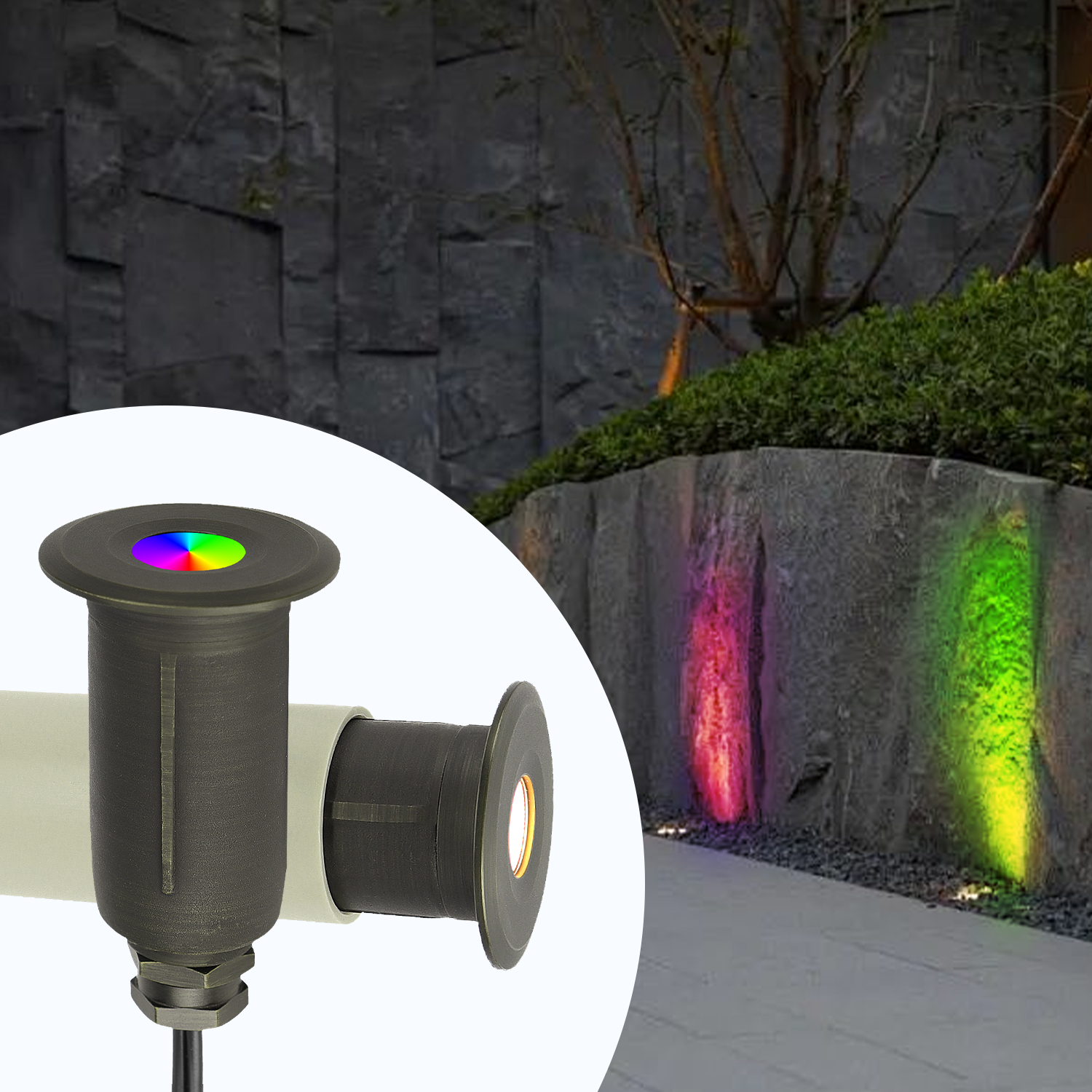 Round IP65 Waterproof Smart RGB CCT Adjustable BT Control Low Voltage Outdoor LED Inground Well Light for Garden Driveway Path