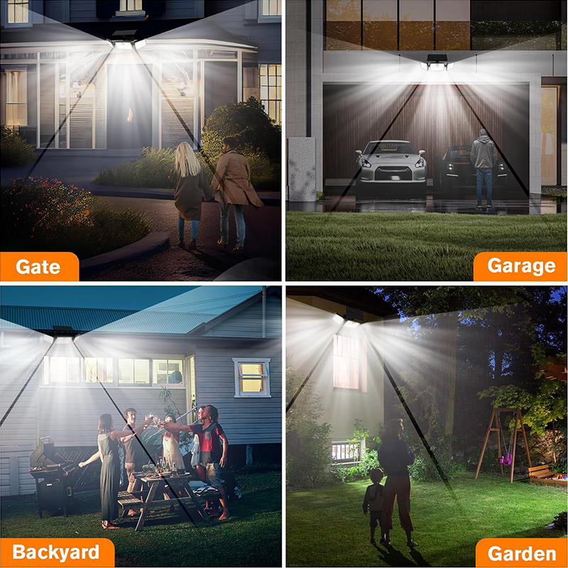 AuSilver High Brightness IP67 LED Solar Garden Security Lights 3-Head with Motion Sensor Outdoor Garden Landscape Yard Lighting