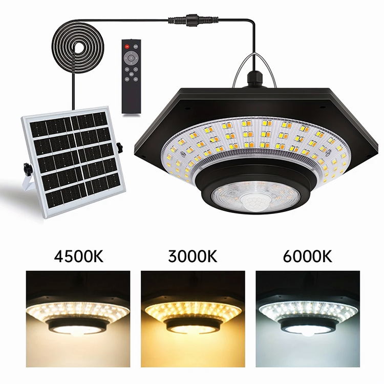 Outdoor Waterproof Solar Pendant Light Garage/Courtyard Solar Ambient Lighting LED Solar Hanging Light with Remote Control