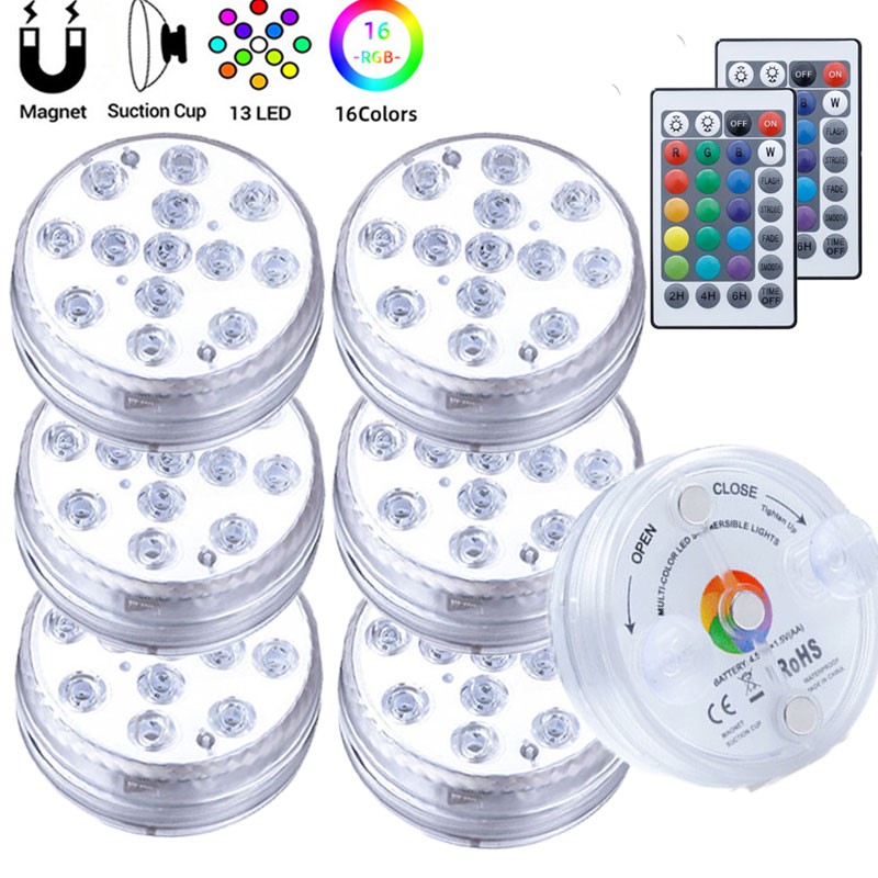 Upgrade 13 LED RGB Submersible Light With Magnet and Suction Cup Swimming Pool Underwater Aquarium Pond Lamp