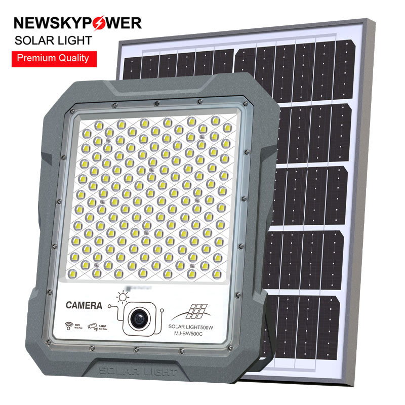 Security Sensor Outdoor Wall Street Solar Flood Lights with Remote Control Camera