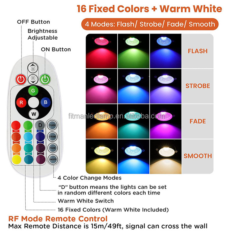 Remote Control 10W RGBW Landscape Light Outdoor LED Well Light 12-24V Multi-color IP67 Waterproof Garden Light