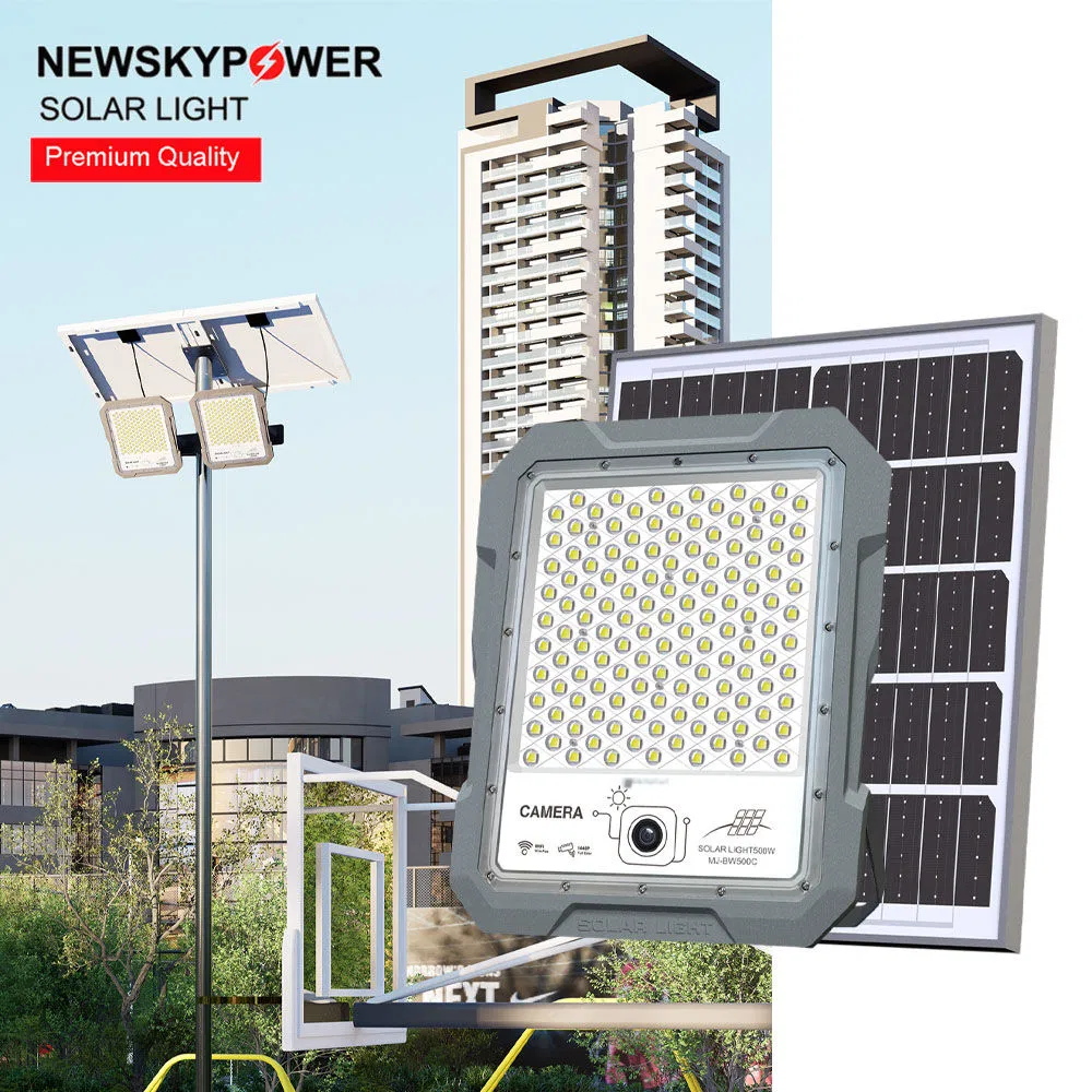 Security Sensor Outdoor Wall Street Solar Flood Lights with Remote Control Camera