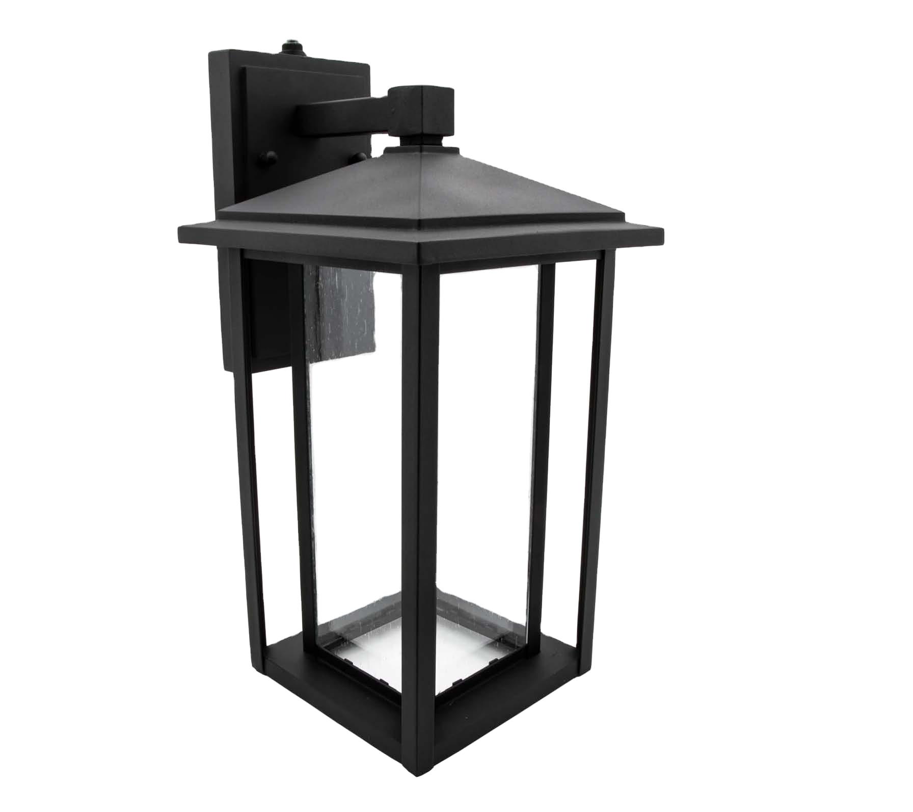 LED Outdoor Wall Light Square Decorative Home Porch Lantern with Automatic Dusk to Dawn Photocell Sensor Seeded Glass Design