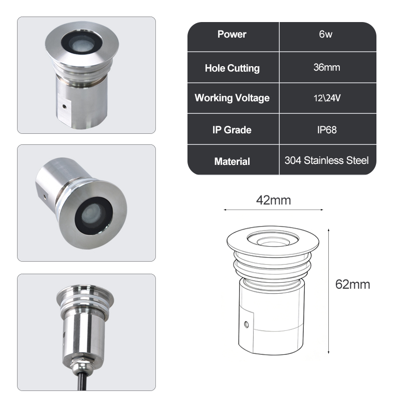 Source Factory Mini 3W LED Inground Light 304 Stainless Steel IP68 Waterproof High Power Landscape Buried Well Lamp Wholesale