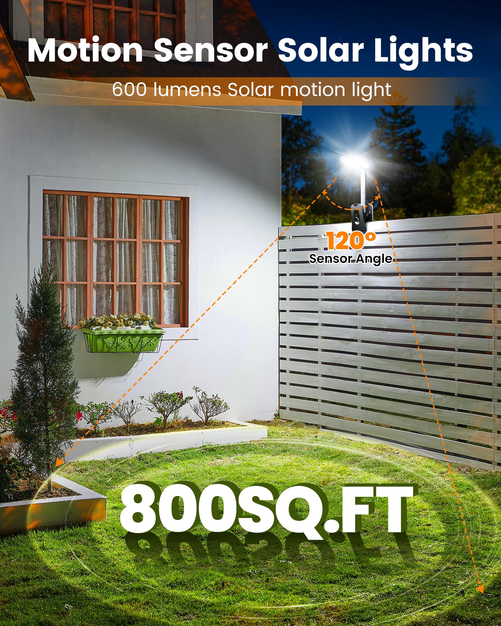 Vantone Clip on Solar Lights Outdoor Motion Sensor Solar Fence Lights Outdoor Solar Lights for Chain Link Fence Deck Gutter