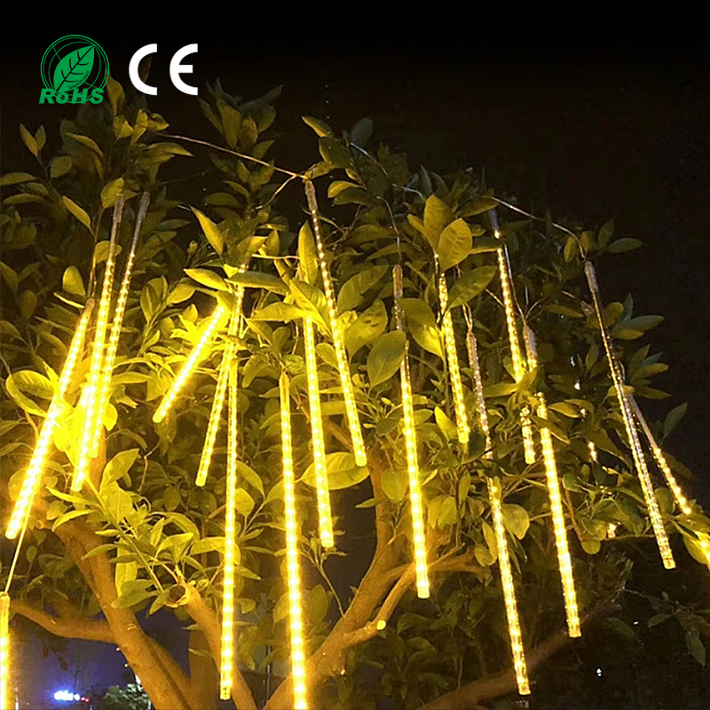 50cm/80cm Outdoor Waterproof 10 Tube LED Meteor Shower Pendant Light Christmas Romantic Atmosphere Wedding Holiday Decoration