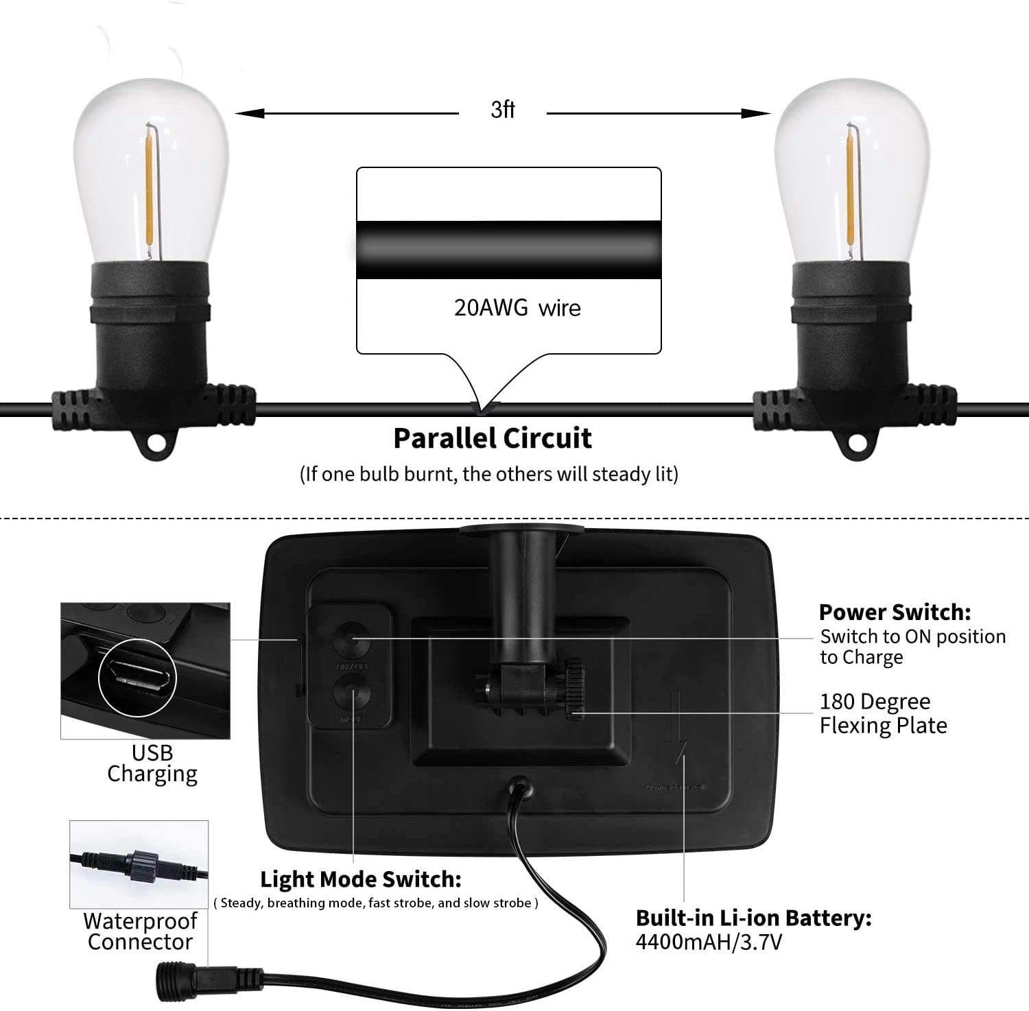 LED solar light string detail 2