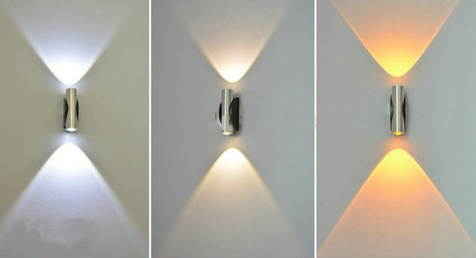 EU Standard 2W 6W AC85-265V up and Down Led Wall Lamp Down Sconce Room Decoration Light Indoor Short Straight Wall Lamp