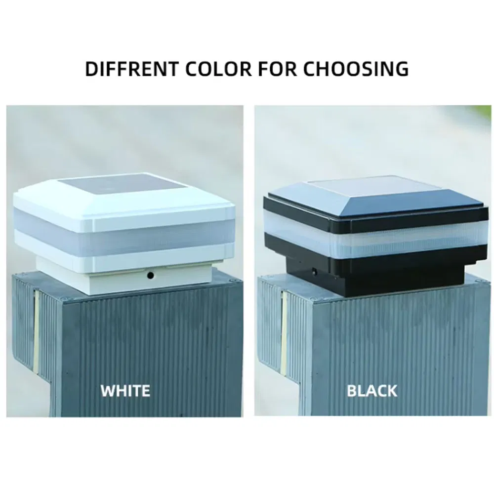 Opulent White and Black Solar Deck Patio Light with 300 Lumen Long Time Autonomy LED Source Post Cap &amp; Garden Light
