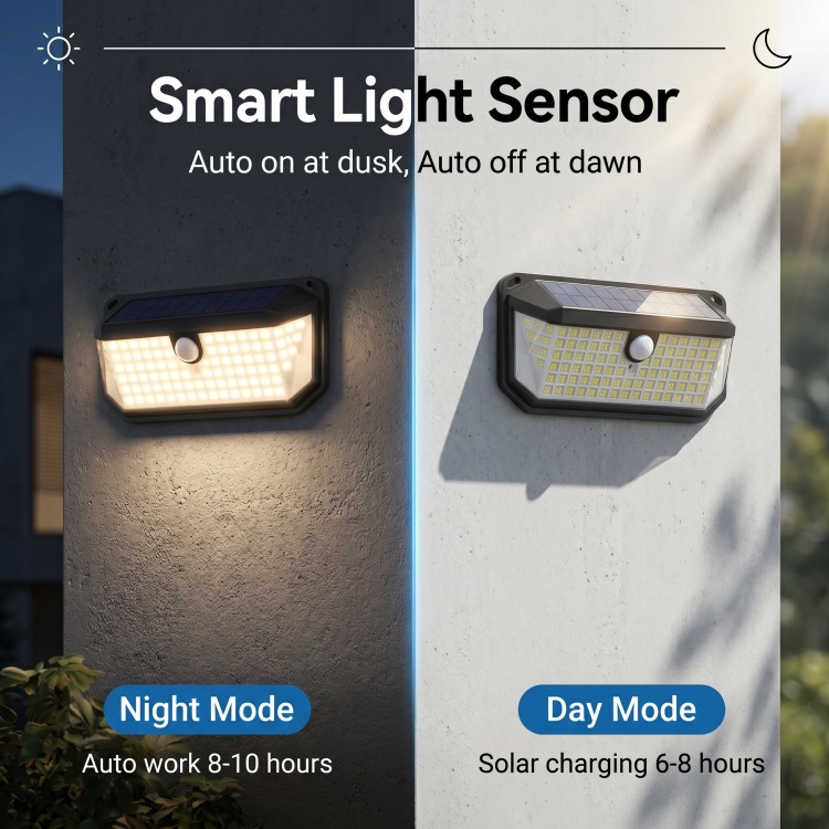 High Lumens Factory Direct Sale Durable Abs Housing Auto on Off Dusk to Dawn Pir Motion Sensor Light for Garden Yard Patio