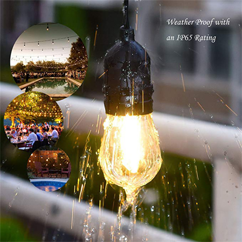 10M 15M 20M 48ft E26/E27 LED Outdoor Festoon Bulb String Lights IP65 Waterproof Wedding Christmas Garden Party Light
