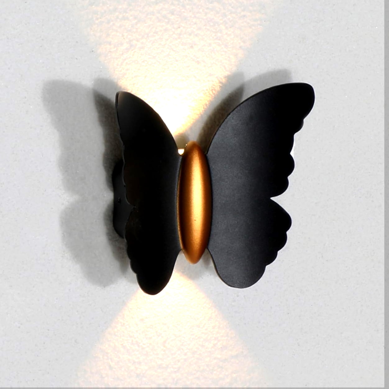 3D Black or White butterfly Design Lights up and Down 6W LED Wall Lamp Light Fixture for Outdoor Courtyard