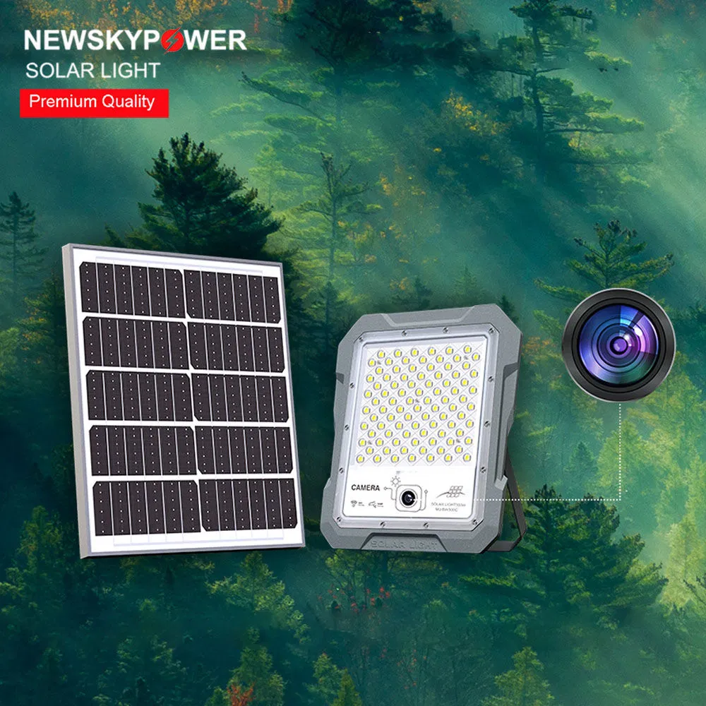 Security Sensor Outdoor Wall Street Solar Flood Lights with Remote Control Camera