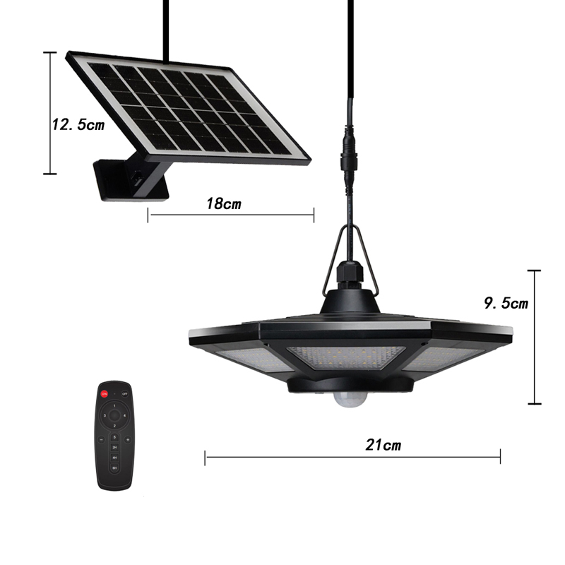 Solar Pendant Lights 180LED 1000LM Outdoor Motion Sensor Shed Light IP65 Waterproof with Remote