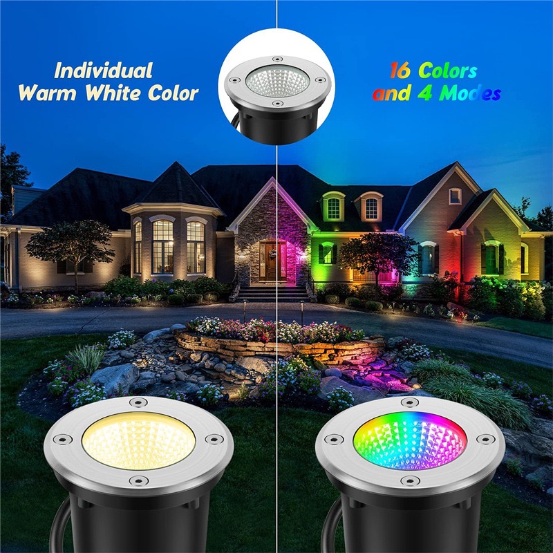 Remote Control 10W RGBW Landscape Light Outdoor LED Well Light 12-24V Multi-color IP67 Waterproof Garden Light