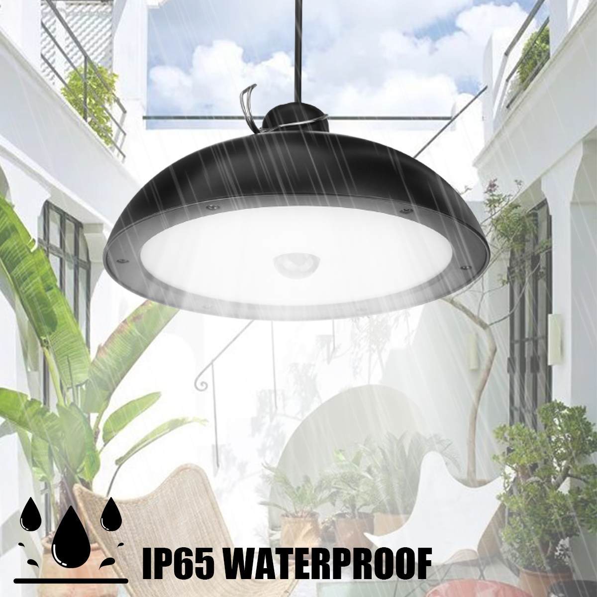 Remote Control Solar LED Pendant Light Outdoor/Indoor Double Head Motion Sensor 100LM IP65 Waterproof DC 3 Lighting Modes