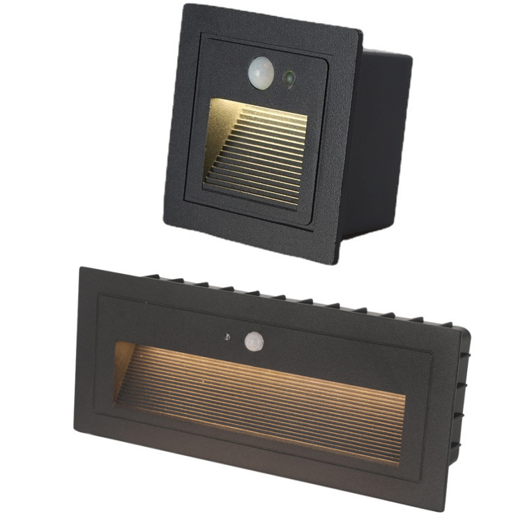 Outdoor Led Embedded Footlight 3W Stair Corridor Wall Lamp Sensing Step Light With Motion Sensor