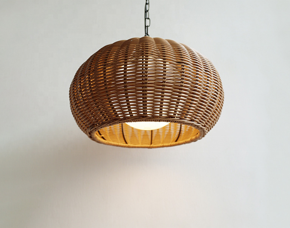 Outdoor Vintage Farmhouse Rattan Hanging Lamp Bar Coffee Retro Restaurant Bamboo Basket Pendant Light for Gadern