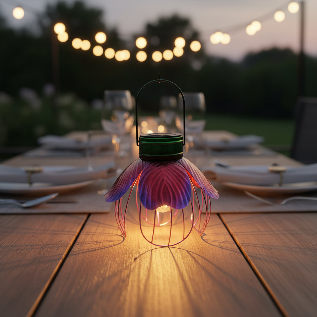 Hanging Solar Lights Outdoor Waterproof Metal Flower Pendant Lamp Decorative Solar Lantern for Garden Yard Decoration