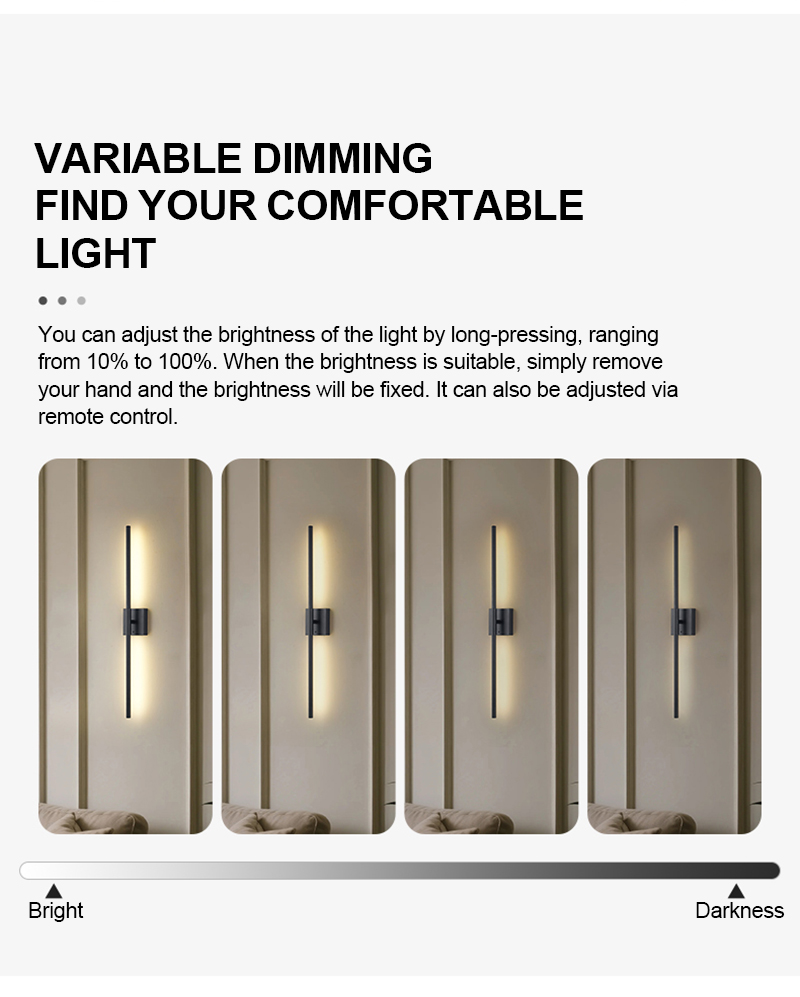 Dimmable Wall Sconces With Remote Control 350 Rotate 3000K LED Wireless 6000mAh Battery Operated 8W Line Wall Lamp