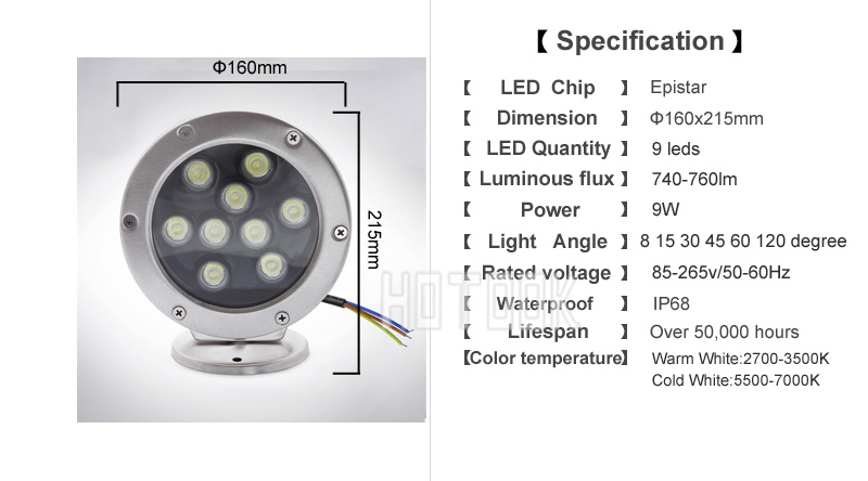 Underwater 36 Led Submersible Spot Light for Water Aquarium Garden Pond Pool Tank Fountain Light
