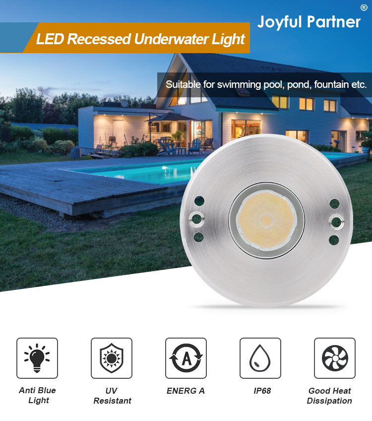 Factory IP68 Swimming Pool Lights 316 Stainless Steel Submersible Recessed 1W Warm White LED Underwater Pond Spa Lighting