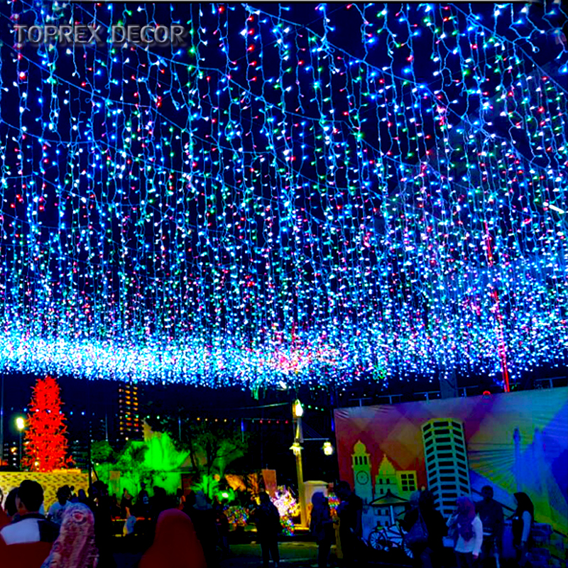 Custom Waterproof Christmas Fairy String Warm White Festoon LED Icicle Lights for Party Wedding Festival Outdoor Decoration
