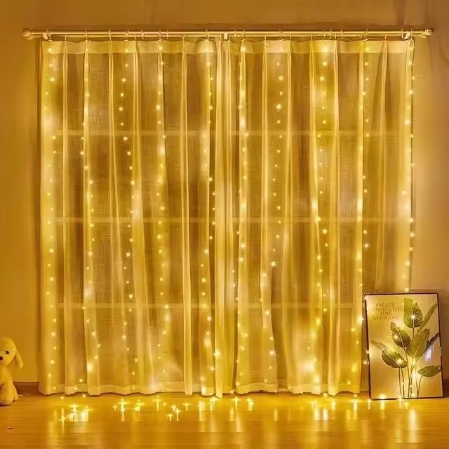 20253M USB LED Curtains Festoon Led Light Garlands Luces De Navidad String Lights New Year Street Garland Curtain Light