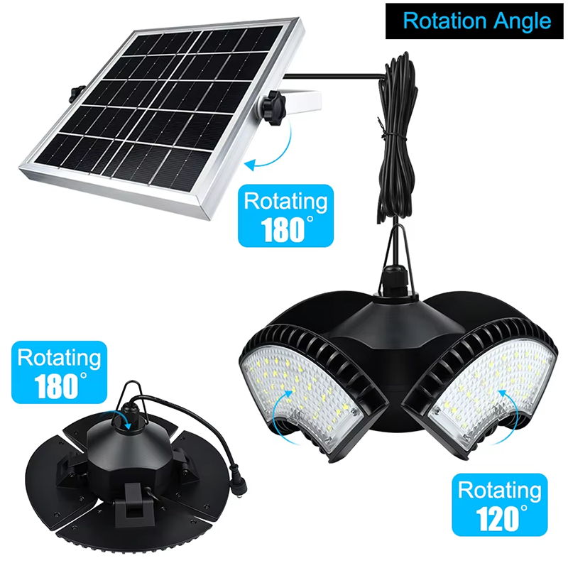 Solar Pendant Light Outdoor Indoor 4 Brightness Level 1000LM Solar Shed Lights Garage Tent Corridor Lighting