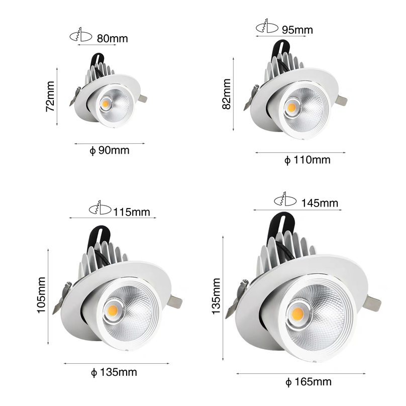 New Pattern Dia 90mm 110mm 135mm 165mm Gu5.3 Spotlight Downlight 11w Waterproof Commercial Project 2x6w Outdoor Led Wall Light Pop up &amp; Down