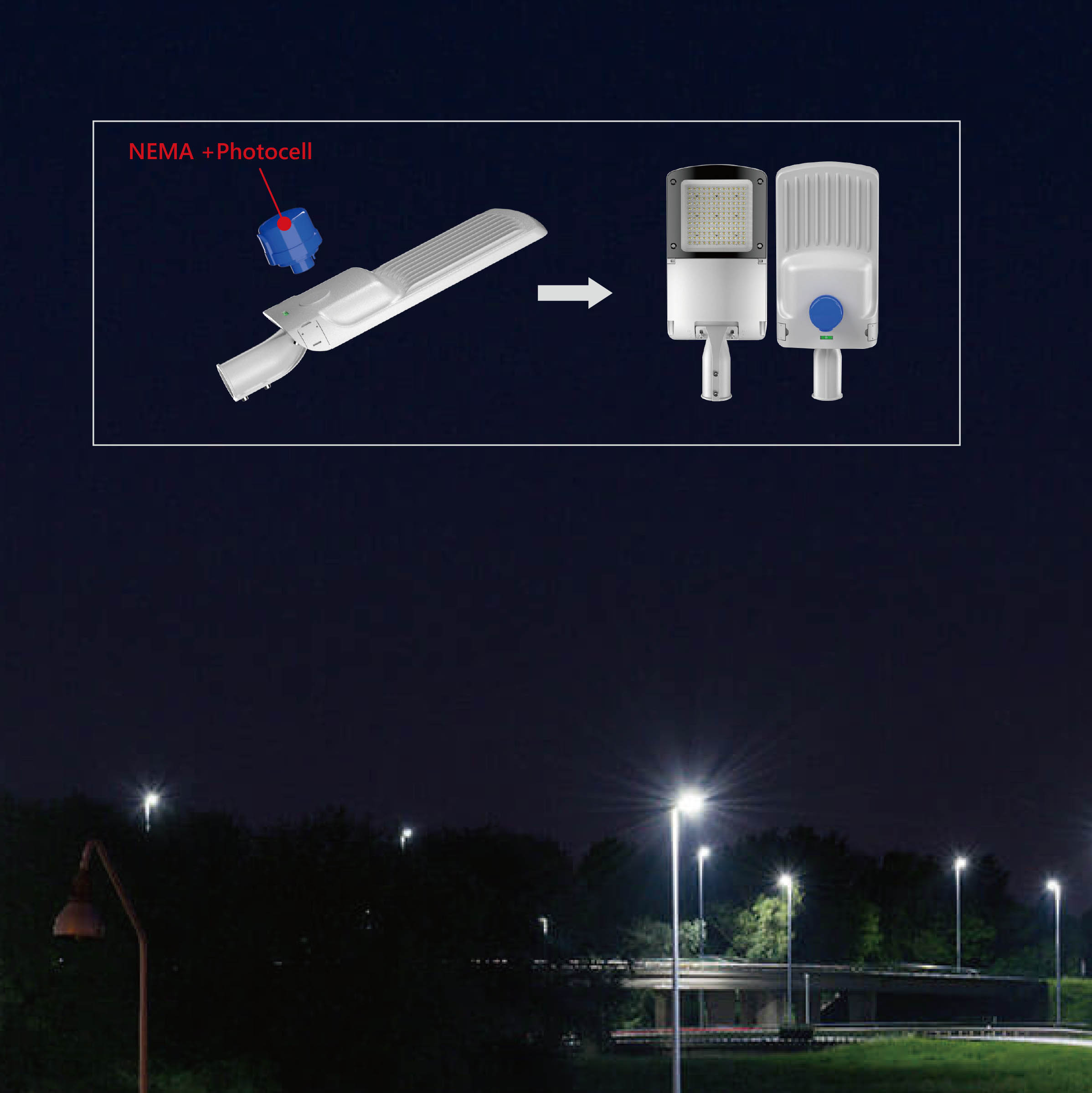 Outdoor IP66 LED Street Lights Aluminum Alloy 40W-320W Smartthings Compatible Motion Sensor 5-Year Warranty Road Lighting