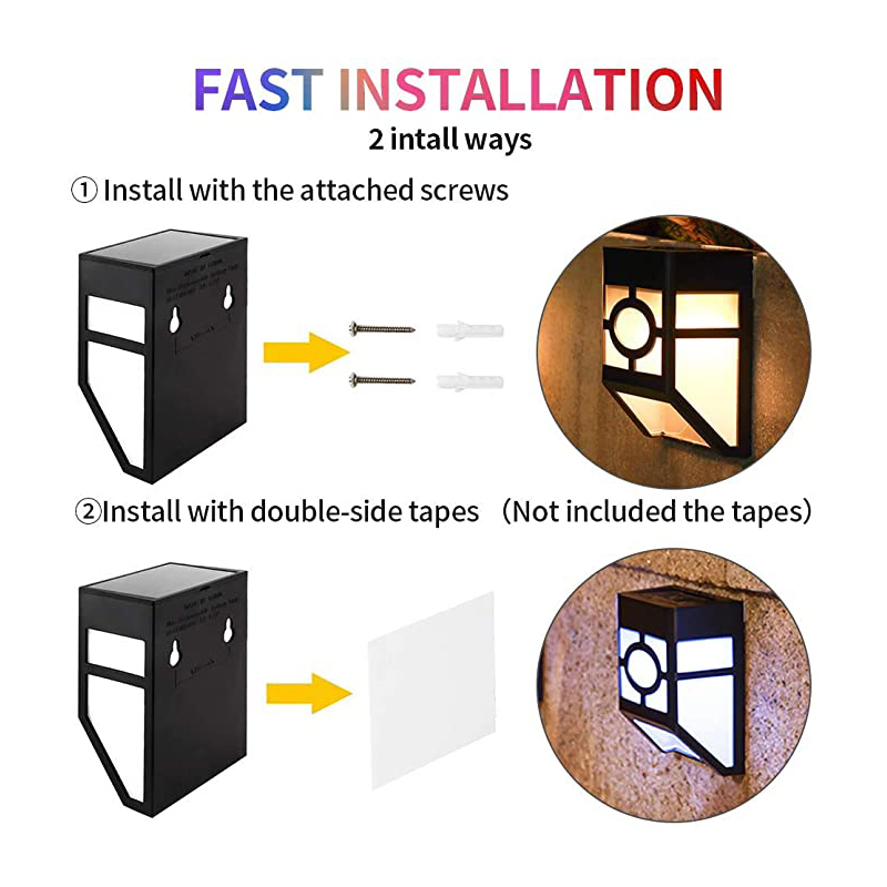 Outdoor Solar LED Wall Light Waterproof Lighting for Deck Fence Patio Garden Landscape Lamp