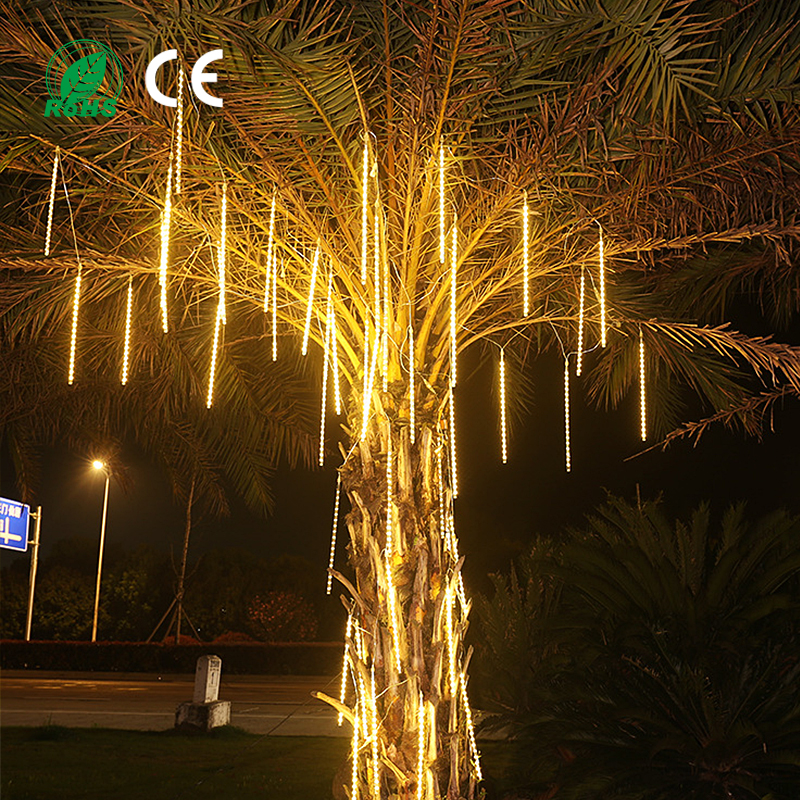 50cm/80cm Outdoor Waterproof 10 Tube LED Meteor Shower Pendant Light Christmas Romantic Atmosphere Wedding Holiday Decoration