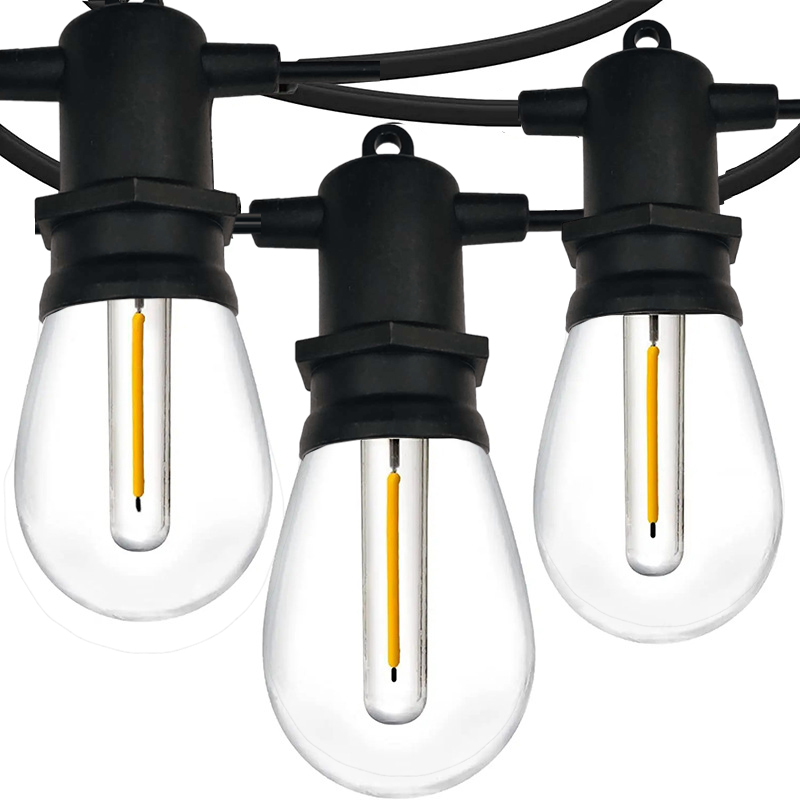 Top Quality Bulb Solar Power 15led 48ft Festoon String Lights Extendable Outdoor Commercial Hanging Sockets String Lights