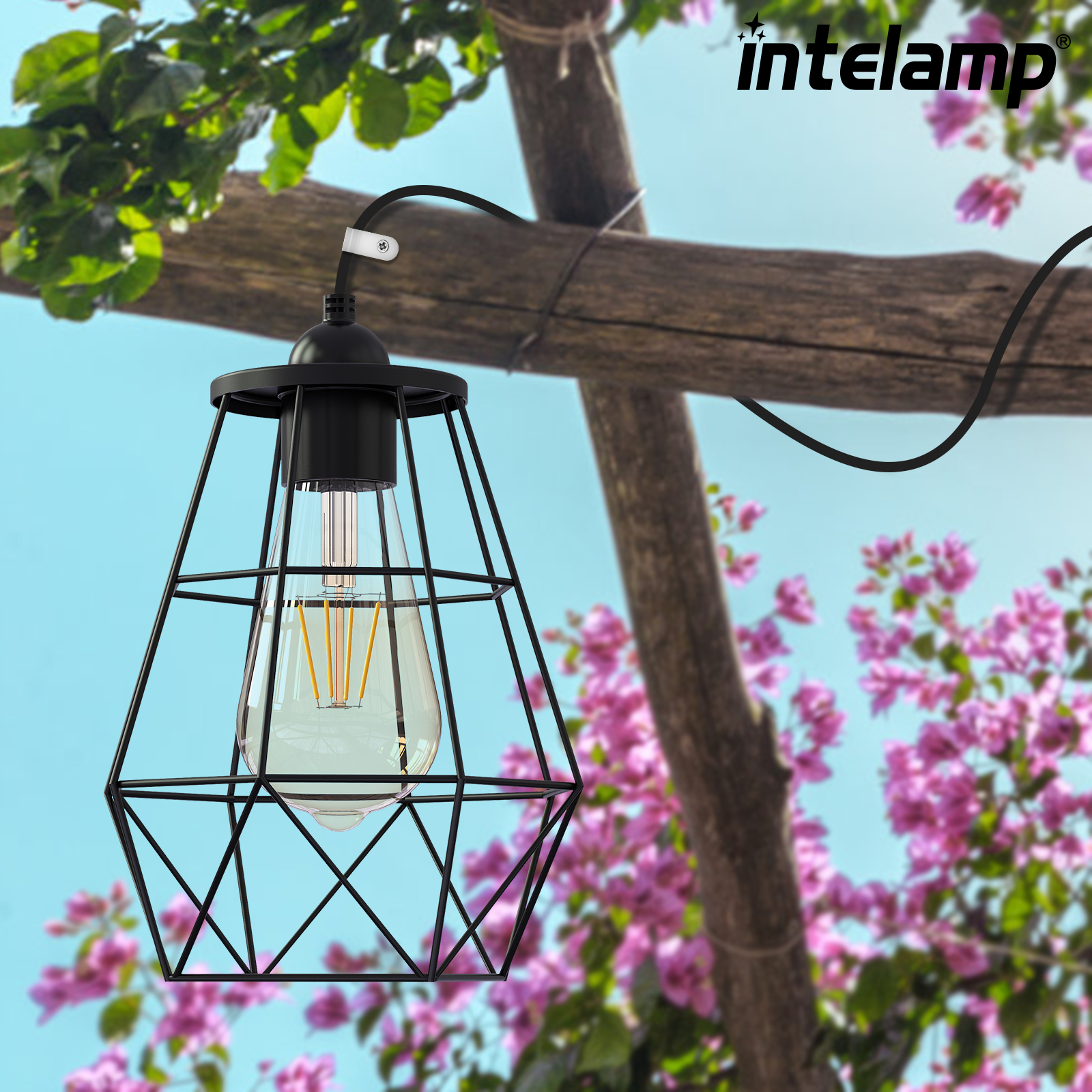 Intelamp Warm Lighting Hanging LED Shed Lights Outdoor Pendant Diamond Light Indoor Solar Lamps