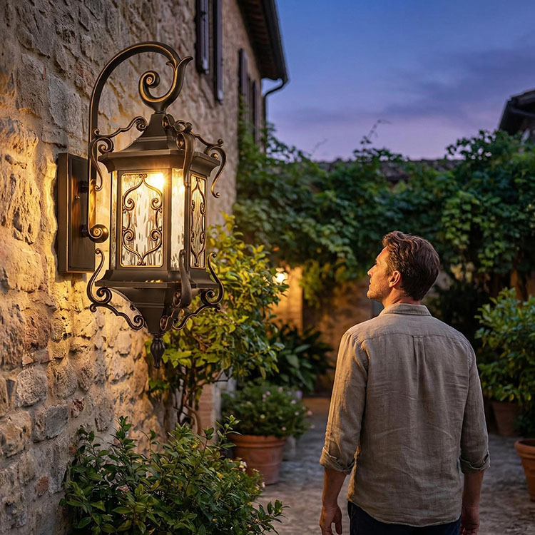 Cast Aluminum Vintage Outdoor Wall Lantern Waterproof IP65 Antique Exterior Wall Sconce for Villa Porch &amp; Patio