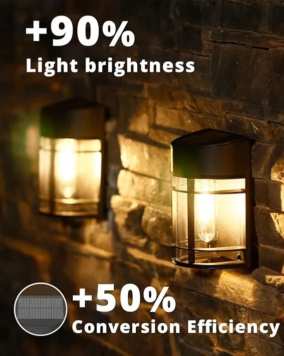 Solar Fence Lights Outdoor 8 Pack Deck Lights Solar Powered with Edison LED Bulbs, Waterproof, Outdoor for Garden Post Patio Backyard Decor