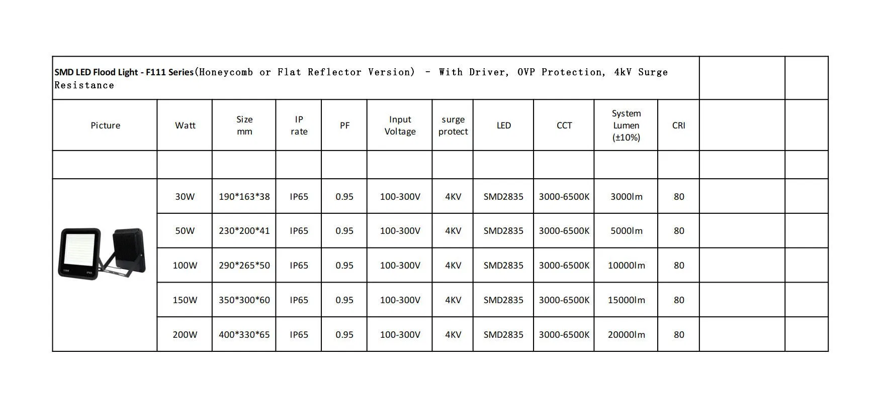 Versatile LED Flood Light, 20W-240W, for Outdoor Security