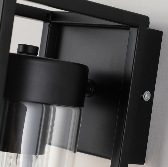 Modern Aluminum Black Single Box Waterproof Garden Porch E27 Outdoor Exterior Wall Lantern Light
