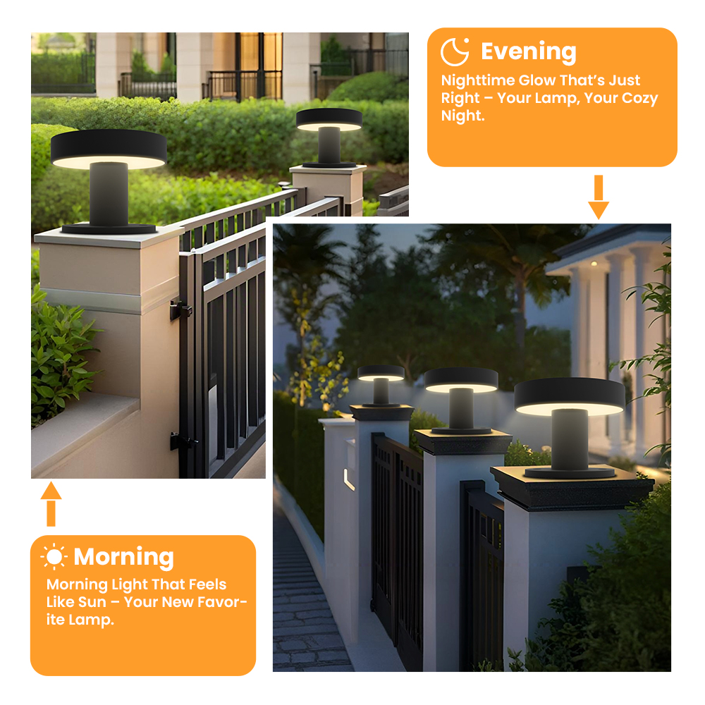 Outdoor Gate Lights Mount Led Column Modern Courtyard Solar Garden Lights Solar Pillar Headlights Lamp