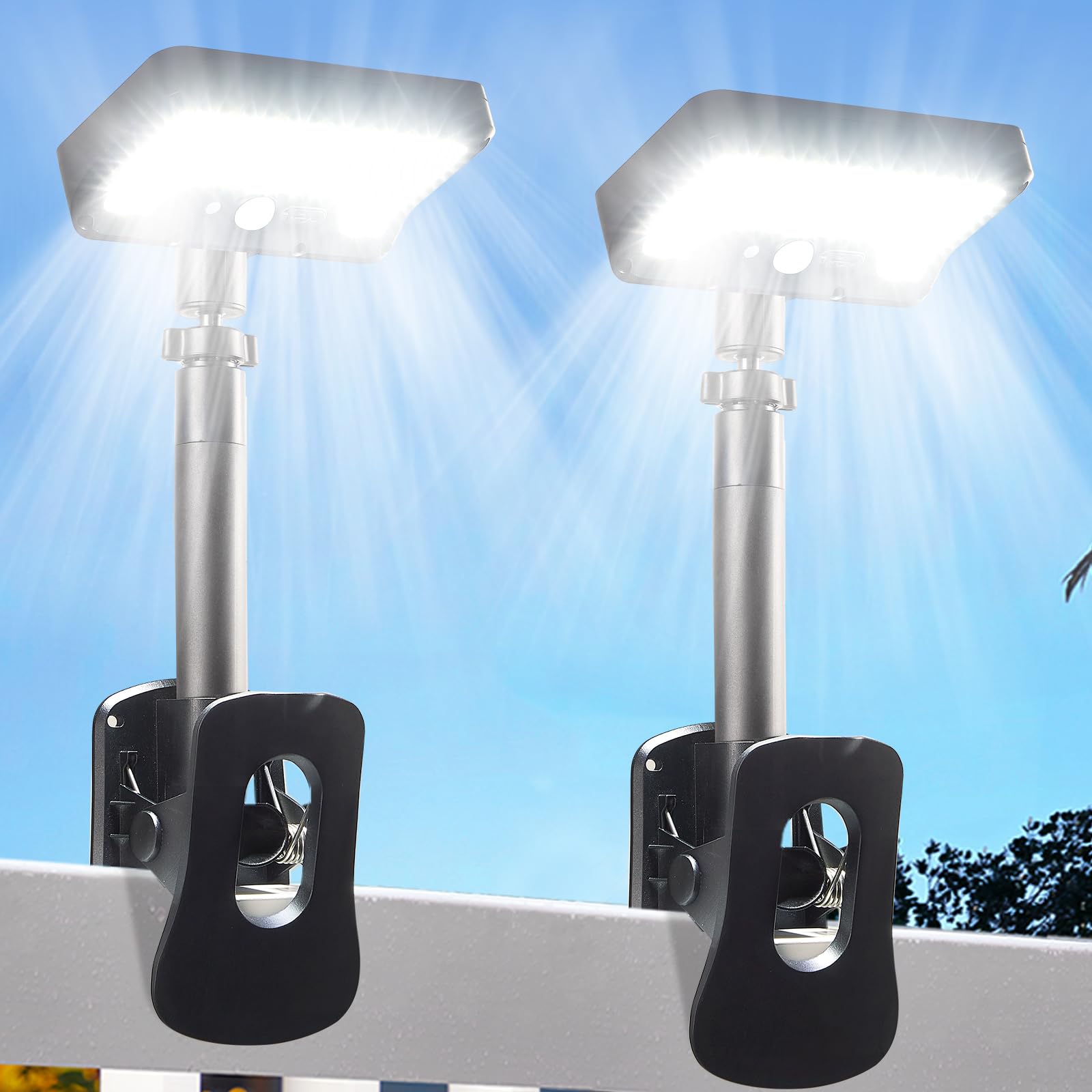 Vantone Clip on Solar Lights Outdoor Motion Sensor Solar Fence Lights Outdoor Solar Lights for Chain Link Fence Deck Gutter