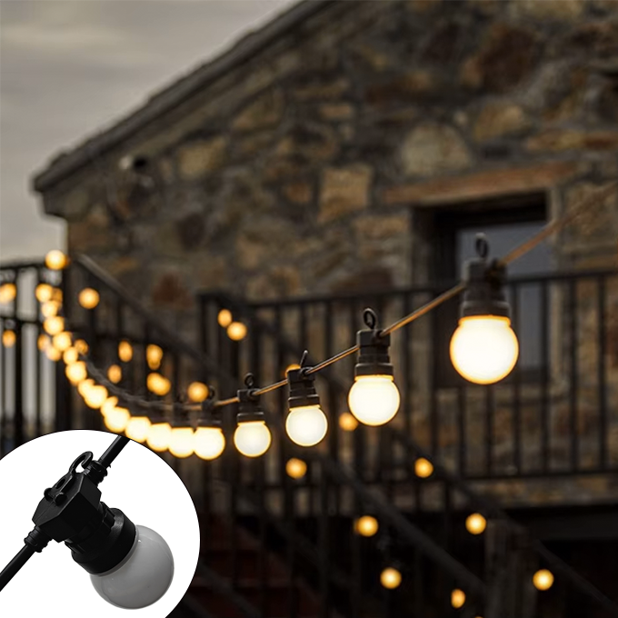 Globe LED String Lights Milky Dancing Festoon Light Indoor/Outdoor IP67 PVC &amp; Copper Material Commercial 5M Parties Warm White
